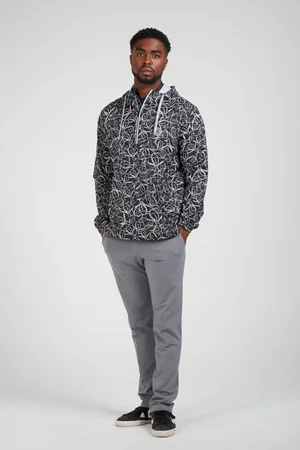 Original Penguin Mens Mens Quarter Zip Trademark Printed Wind Jacket