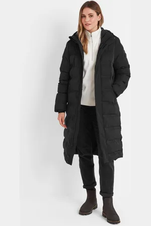 Tog 24 Black Womens Glaston Longline Thermal Parka Hooded Puffer Coat AU 10