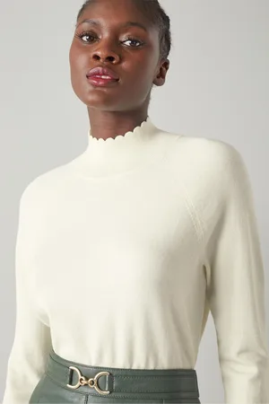 LK Bennett Womens Betty Merino Wool Scallop Edge Jumper