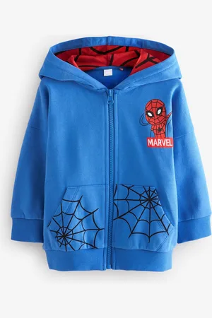SPIDERMAN Boys /Red Zip Through 100% Cotton Hoodie (3mths-8yrs)