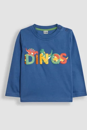 JoJo Maman Bébé Boys Indigo Dino Text Printed Top