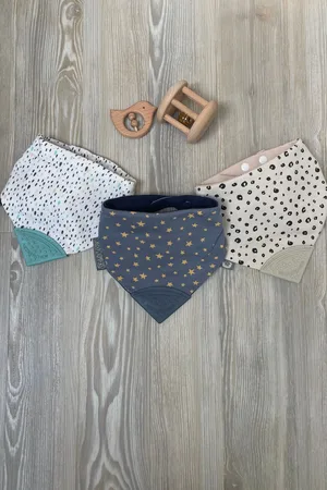 Cheeky Chompers Teething Dribble Baby 100% Cotton Bibs 3 Pack One