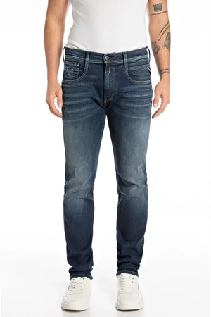 Replay Mens Dark Hyperflex Dust Slim Fit Anbass Jeans