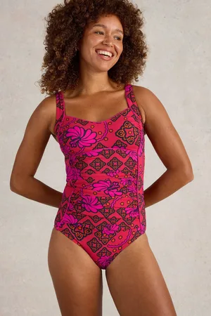 White Stuff Orange Splash Control Swimsuit AU 22