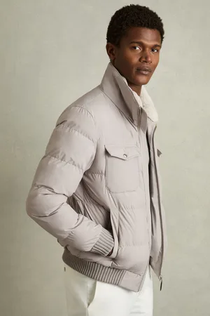 Reiss Mens Misty Faux-Fur Collar Puffer Jacket