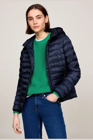 Tommy Hilfiger Womens Dark Down-Filled Hooded Zip-Thru Jacket
