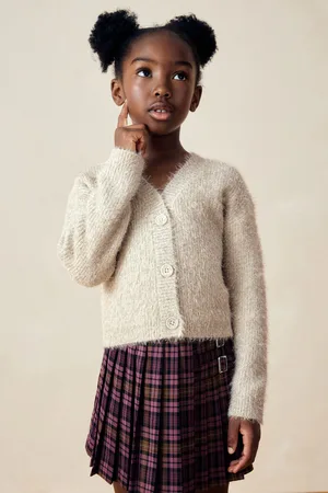 Next Girls Gold Sparkle Boxy Cardigan (3-16yrs)