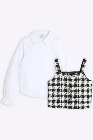 River Island Girls Girls Boucle Top 2 in 1 Set