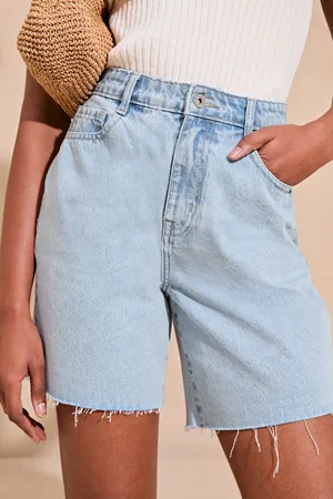 Lipsy London Womens Light Wash Navy Denim Bermuda Shorts