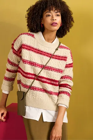 Seasalt Cornwall Womens Shepherd Fairisle Pattern Cable Knit Jumper with Lambswool