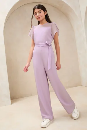 Lipsy London Lilac Purple Mesh Yoke Jumpsuit (5-16yrs) 16 Years (176cm)