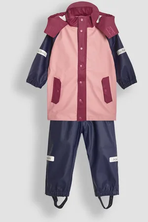 JoJo Maman Bébé Boys Pink 2 Piece Waterproof Trouser And Jacket Set