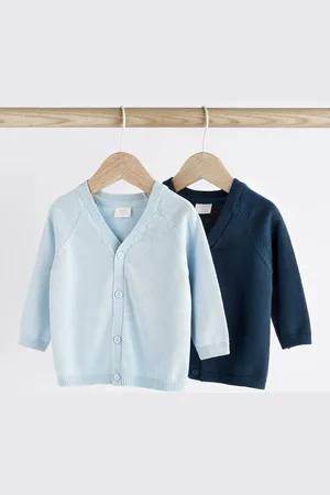 Next Boys & Navy Baby Lightweight 100% Cotton Knitted Cardigans 2 Packs (0mths-3yrs)