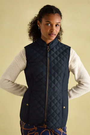 Joules Womens Minx Navy Showerproof Diamond Quilted Gilet