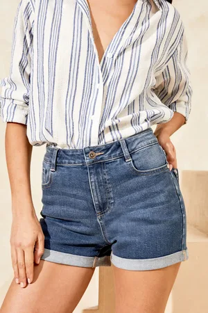 Lipsy London Womens Mid Stretch Denim Turn Up Shorts