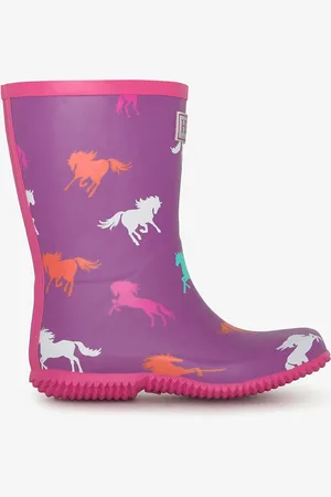 Hatley Purple Leaping Horses Packable Wellies AU 2 (EU 34)