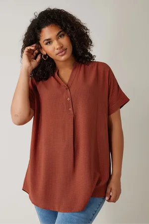 Evans Half Placket Short Sleeve Blouse AU 26-28