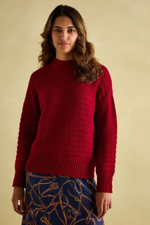 Joules Womens Bernie Crew Neck Textured Jumper Contains Merino Wool