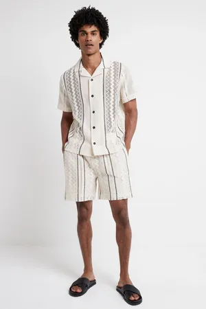 River Island Mens Regular Fit Chevron Crochet Shorts