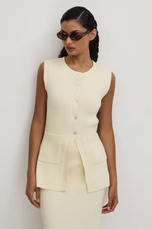Anna Quan Knitted Cotton Sleeveless Cardigan AU 12