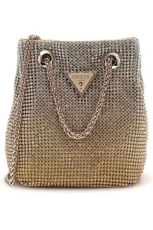 Guess Gold Diamante Zalina 100% Cotton Cross-Body Pouch Bag One