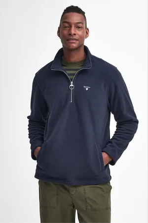 Barbour Mens Navy Quarter Zip Essentials Fleece