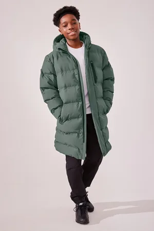 Next Boys Sage Waterproof Longline Fleece Lined Puffer Coat (3-17yrs)