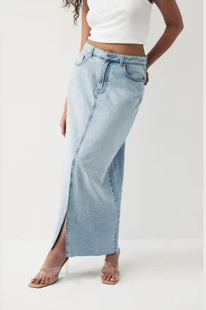 Next Womens Mid Hourglass Denim Maxi Skirt