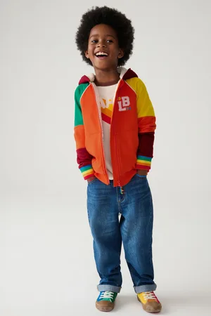Little Bird Girls /Red Colourblock Borg Fleece Zip Up Hoodie