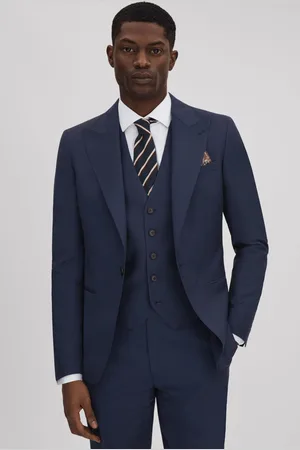 Reiss Mens Navy Destiny Wool Single Breasted Regular Fit Blazer