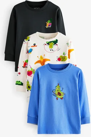 Next Boys Vegetables 100% Cotton Long Sleeve T-Shirts 3 Pack (3mths-7yrs)