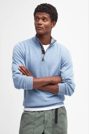 Barbour Blue 100% Cotton Quarter Zip Jumper L