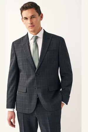 Next Mens Charcoal Regular Fit Check Suit:Jacket