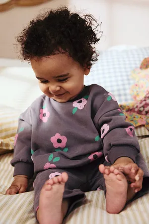 Next Girls /Pink Flower Print Baby Sweatshirt and Joggers Set