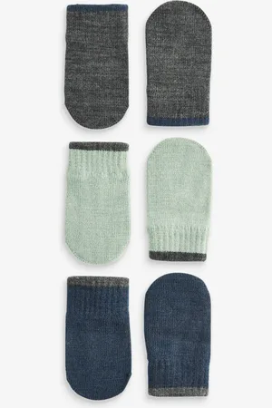 Next Boys Sage , Navy & Charcoal 3 Pair Magic Mittens Set (3mths-6yrs)