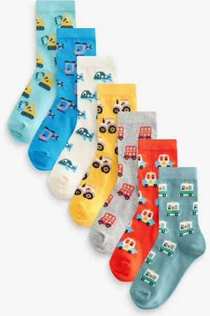 Next Boys Bright Vehicle Cotton Rich Socks 7 Pack