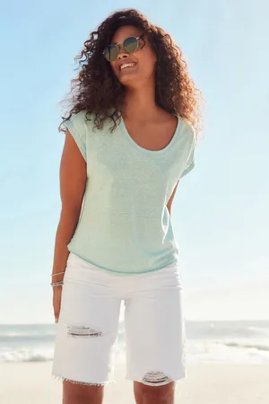Next Womens Ripped Denim Bermuda Shorts