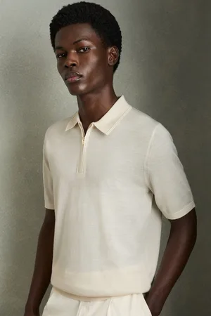 Reiss Maxwell Merino Wool Half-Zip Polo Shirt XL