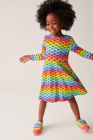 Little Bird Girls Multi Long Sleeve Skater Dress
