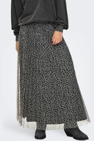 ONLY Leopard Print Plisse Midi Skirt AU 16