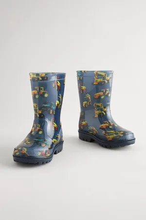Next Boys Navy Digger Print Wellies