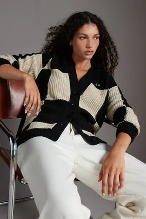 Fred Perry Womens Textured Chequerboard Cardigan