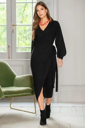 Pour Moi Womens Elle Knit Midi Wrap Dress