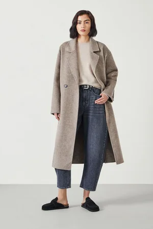 Hush Puppies Womens Light Brown Pure Wool Double Faced Coat