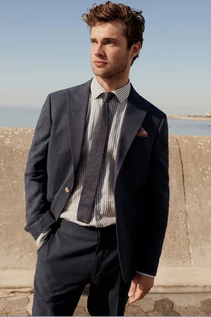 Next Mens Regular Fit Linen Blend Puppytooth Suit Jacket
