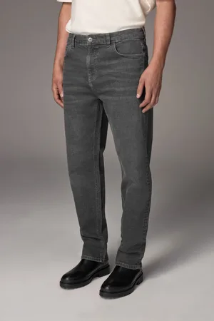 Next Mens Charcoal Straight Fit Vintage Stretch Authentic Jeans