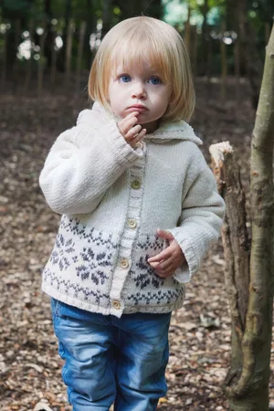 The Little Tailor Girls Baby Christmas Fairisle Pattern Fleece Lined Pram Coat Cardigan