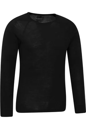 Mountain Warehouse Black Merino Mens Round Neck Thermal Top L