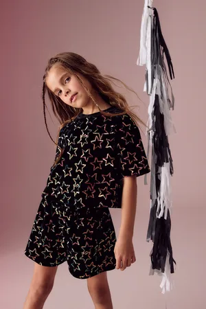 Next Girls Velour Sequin Star Top and Shorts Set (3-16yrs)