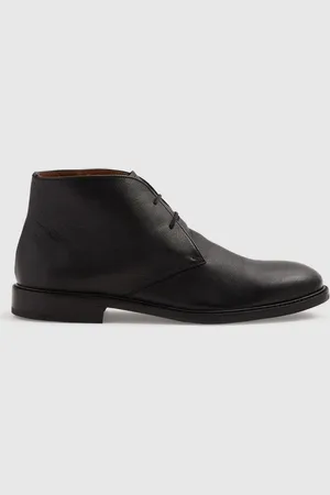 Reiss Black Cooper Grained Leather Chukka Boots AU 9 (EU 43)